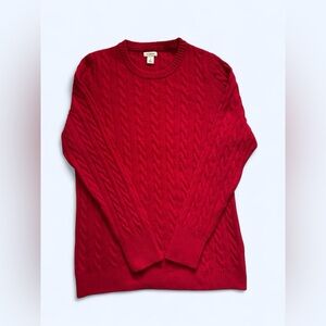 Red cable knit cashmere sweater by LL Bean size S